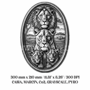 LIONS FAMILY 3d illusion & laser-ready files